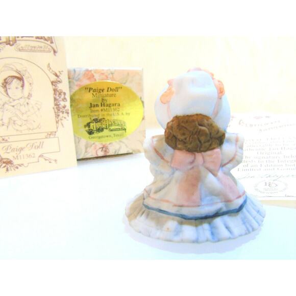 NEW Jan Hagara PAIGE DOLL Miniature Porcelain FIGURINE Holding Teddy Bear In BOX - Picture 2 of 6
